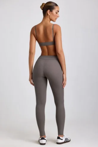 Linnea Petite ribbade modal-leggings med hög midja i grått