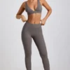 Linnea Petite ribbade modal-leggings med hög midja i grått