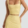 Lirael dekorerad crop top med fyrkantig halsringning i gult