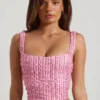 Lirael dekorerad crop top med fyrkantig halsringning i rosa