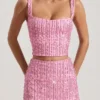 Lirael dekorerad crop top med fyrkantig halsringning i rosa