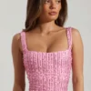 Lirael dekorerad crop top med fyrkantig halsringning i rosa