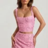 Lirael dekorerad crop top med fyrkantig halsringning i rosa