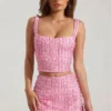Lirael dekorerad crop top med fyrkantig halsringning i rosa