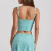 Lirael Embellished Square-Neck Crop Top i aquablått