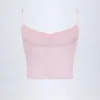 Livia Pointelle Ruched Camisole Crop Top i Baby Pink