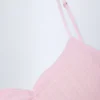 Livia Pointelle Ruched Camisole Crop Top i Baby Pink
