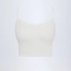 Livia Pointelle Ruched Camisole Crop Top i vitt