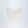 Livia Pointelle Ruched Camisole Crop Top i vitt