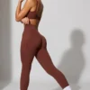 Långa leggings med fickor i brunt