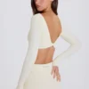 Långärmad crop top i kräm
