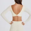 Långärmad crop top i kräm