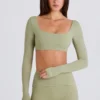 Långärmad kort topp i matcha
