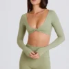 Långärmad kort topp i matcha