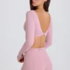 Långärmad kort topp i mauve