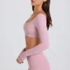Långärmad kort topp i mauve