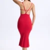 Lois Modal Plunge Open-Back Midaxi-klänning i körsbärsrött