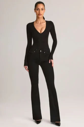 Lone Denim Mid-Rise Flared Jeans i svart