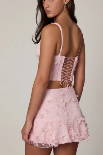 Lorelei Embellished Mid-Rise A-Line Mini Kjolar i Soft Pink