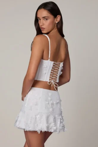 Lorelei Embellished Mid-Rise A-Line Mini Kjolar i vitt