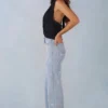 Lorielle midjehöga jeans med raka ben i ljus denim