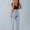 Lorielle midjehöga jeans med raka ben i ljus denim