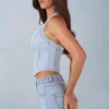 Lotta halterneck-top i denim i ljus denim
