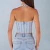Lotta halterneck-top i denim i ljus denim