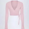 Lou Pointelle Wrap Crop Top i babyrosa