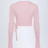 Lou Pointelle Wrap Crop Top i babyrosa