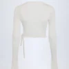 Lou Pointelle Wrap Crop Top i vitt