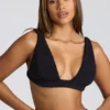 Loungewear V-ringad fleecebralette i svart