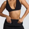 Loungewear V-ringad fleecebralette i svart
