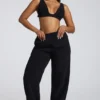 Loungewear V-ringad fleecebralette i svart