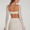 Lucerne Embellished Long Sleeve Crop Top i Ivory