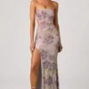 Lucienne Embellished Cut-Out Fishtail Maxiklänning i lila