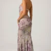 Lucienne Embellished Cut-Out Fishtail Maxiklänning i lila