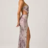 Lucienne Embellished Cut-Out Fishtail Maxiklänning i lila
