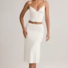 Luella Modal Ruched Mid-Rise Midaxi-kjol i vitt