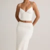 Luella Modal Ruched Mid-Rise Midaxi-kjol i vitt