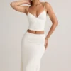 Luella Modal Ruched Mid-Rise Midaxi-kjol i vitt