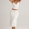 Luella Modal Ruched Mid-Rise Midaxi-kjol i vitt