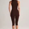 Luma Modal Bodycon-jumpsuit med fyrkantig halsringning i chokladbrunt