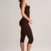 Luma Modal Bodycon-jumpsuit med fyrkantig halsringning i chokladbrunt