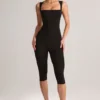 Luma Modal Bodycon-jumpsuit med fyrkantig halsringning i svart
