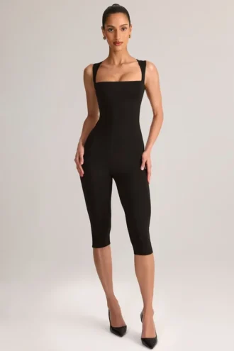 Luma Modal Bodycon-jumpsuit med fyrkantig halsringning i svart