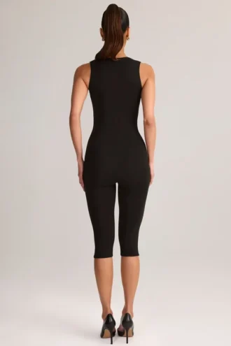 Luma Modal Bodycon-jumpsuit med fyrkantig halsringning i svart