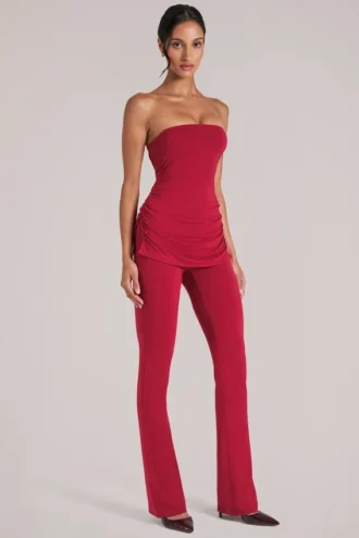 Lumi Mid-Rise Fitted Trousers  i Cherry Red
