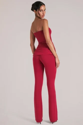 Lumi Mid-Rise Fitted Trousers  i Cherry Red
