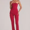 Lumi Mid-Rise Fitted Trousers  i Cherry Red